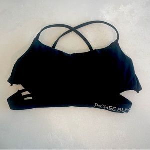 Black Cross across Sports Bra PcheeBum